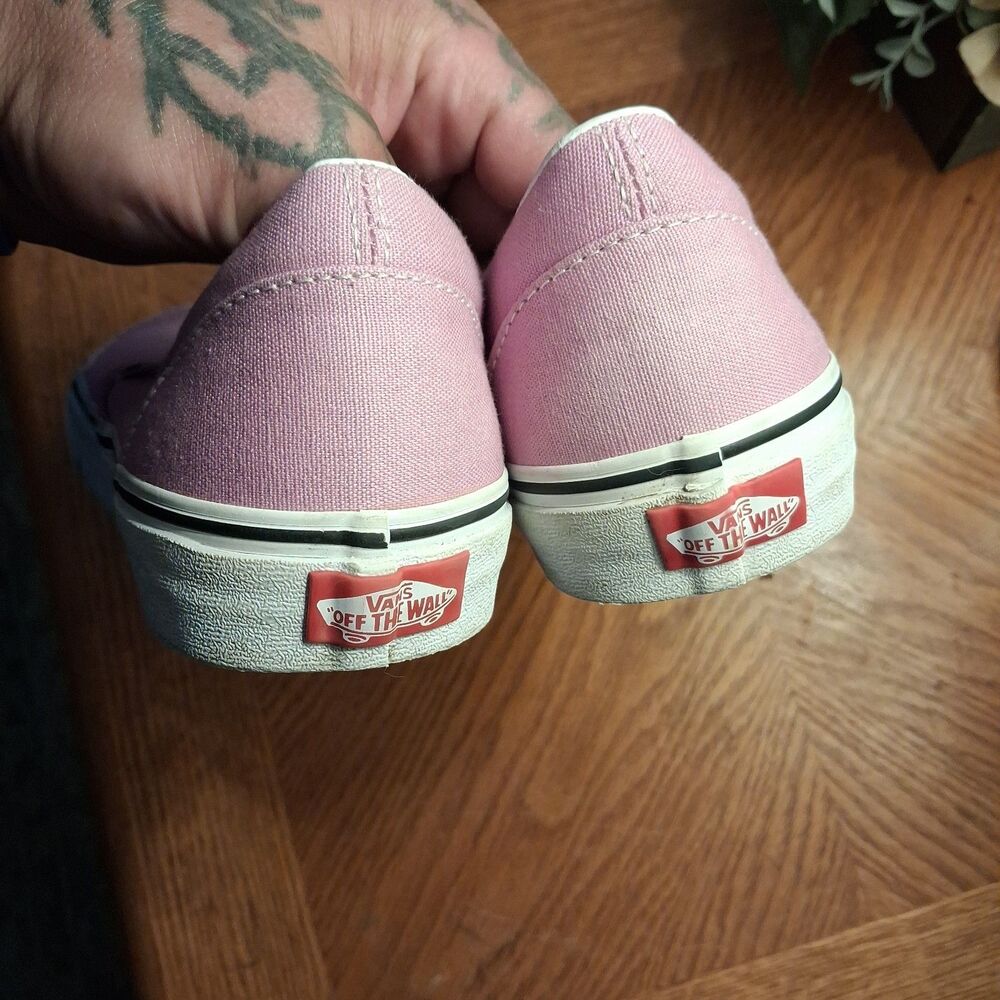 Vans White Pink Classic Slip On Unisex Low Top Women Size 9.5 Men Size 8 Adult - Picture 9 of 10